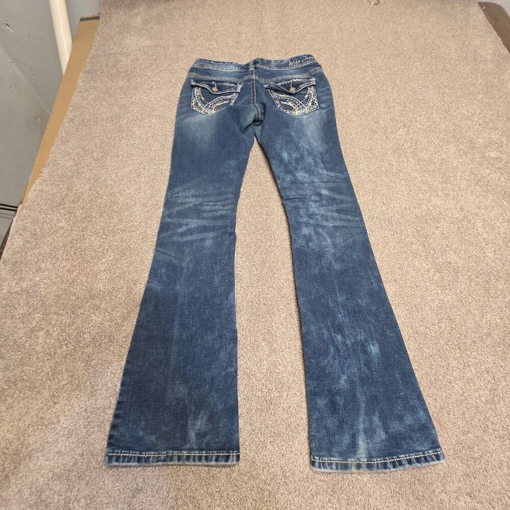 Ariya Jeans Women's Size 7/8 Flare Low Rise Embroidered Pocket Stretch Denim